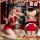 Sexy red santa outfit with lace bow skirt, perfect for christmas and holiday events.