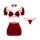 Manyan new year party dress featuring a sexy lace bow skirt, festive red top with fluffy white accents, and matching thong br...