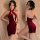 Manyan new year red velvet cheongsam dress - sexy halter neck chinese style open-front slit lingerie