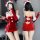 Sexy plush mini skirt set with festive design, featuring christmas theme and elegant cutouts, perfect for holiday celebration...