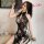 Elegant vintage floral print high-slit cheongsam lingerie, perfect for evening wear with classic design elements.