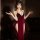 Elegant midnight lover velvet sleep dress featuring deep v-neckline, high slit, and red cinnabar dot accents for a seductive ...