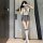 A woman poses playfully with a cloud mask, wearing a chic naben sexy small-bust jk uniform set featuring a cute schoolgirl bo...