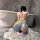Strapless night silk hanfu lingerie set featuring high slit and cut-out design, perfect for women seeking elegance and allure...
