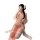A woman poses in a night silk hanfu lingerie set, featuring a strapless cheongsam bodysuit with high slit and sexy cut-out de...