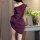 A woman models a luxurious night dress made from sheer silk lace fabric, featuring a halter neck design and flowing silhouett...