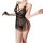 Sexy black lace babydoll dress with floral details, tassels, and adjustable straps for romantic date night allure.