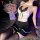 A woman poses in a nightgown costume set featuring lace trimmings, designed for seductive allure with a no-remove feature, pe...