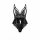 Black lace bodysuit with sheer mesh, floral detailing, and open-crotch design—seductive sleepwear for intimate nights.