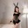Playful bunny girl lingerie set - sexy sheer mesh sleepwear with thong cutout & lace trim