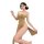 Seductive beige backless bustier nightgown with lace sleeves and thigh-high slit, perfect for plus-size elegance.