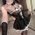 Plus size sexy catwoman sleep dress - sheer off-shoulder lingerie set with maid costume style