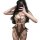 Sexy open-crotch bodysuit with bear-themed design, flirty sleepwear, and seductive outfit for women.