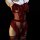 Red lace bunny girl lingerie set with open-crotch design, sheer panels, and ruffled straps on mannequin.