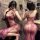 Woman modeling purple lace lingerie set in mirror selfie, showing front and back views of sheer seductive sleepwear with flor...
