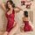Pure & seductive red cheongsam dress set - no-remove sexy bodycon lingerie dress for date night