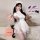 Vibrant cosplay outfit featuring a white nurse costume with lace details, high-slit design, and summer-ready mesh fabric. inc...