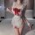Sexy maid nurse costume with lace and red bows, perfect for adult sleepwear sets.