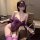 Woman wearing purple lace corset bodysuit with garters, seductive sleepwear set for women, shapewear uniform style.
