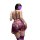 Purple lace bodysuit featuring sheer cut-out design and open-crotch style, perfect for sexy sleepwear or nightwear.
