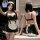 Sexy maid-themed lingerie set featuring lace bra and panties with underwire and padded cups, perfect for feminine allure.