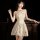 A woman poses elegantly in a qingran chinese-style lingerie dress featuring a high-slit cheongsam design, adorned with an emb...