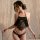 Qingran lingerie set - black lace bodysuit with open-crotch design, elegant and sexy sleepwear outfit featuring delicate lace...