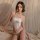Qingran lingerie set - pure & tempting lace bodysuit with open-crotch design, sexy sleepwear outfit featuring delicate lace d...