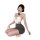 Woman in qingshe ol secretary lingerie set with lace bra, gray skirt, and blindfold, posing elegantly.