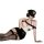 Woman in qingshe police cosplay lingerie set with cap, white top, black skirt, and stockings, posing seductively.