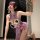 Woman in purple qqny silk-look sensual lingerie set – pure-yu style cheongsam-inspired sexy sleepwear & roleplay outfit, knee...