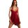 Woman wearing red qqny lingerie set with underwire push-up bra and matching panty, showcasing sensual design.