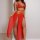 Sexy red rabbit girl costume with gold embellishments, perfect for bedroom play and roleplay.