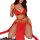 Sexy red rabbit girl costume with gold accents, perfect for bedroom play and roleplay. includes professional lingerie set.