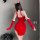 Red bow sexy christmas cosplay outfit - flirty skirt set for holiday parties & new year performances