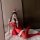 Red bunny girl costume - sexy lingerie dress for new year & christmas, no-remove seductive outfit featuring festive headband ...