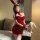 Red sexy bunny girl costume - sparkly tight mesh bodysuit & skirt set, new year lingerie outfit