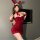 Red sexy bunny girl costume - sparkly tight mesh bodysuit & skirt set, perfect for new years eve outfits