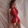 Red new year lingerie set - seductive open-crotch lace bodysuit & passionate costume outfit, elegant design with intricate la...