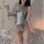 Sexy tight bodysuit with laser bunny ears, perfect for cosplay, roleplay, and adult entertainment. vibrant holographic design...