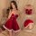 Ruolan christmas lingerie set - plush velvet cami sleep dress & matching robe outfit for women, featuring a festive red desig...