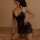 Seductive backless lace sleepwear featuring sheer cheongsam style design, halter neck, and bodycon fit for women.