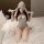 Seductive deep v-neck bunny costume - sexy backless role play lingerie with open-crotch design, featuring a hooded design for...