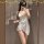 Seductive lace sleep dress - sexy silk-blend deep v-neck nightgown with sheer cutouts & adjustable ties