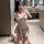 Woman in plaid maid costume with bow top and skirt, posing in bathroom mirror. seductive lingerie set for women, plus size se...