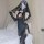Seductive nun costume set featuring a sexy split-open black dress with sheer veil and gloves, perfect for role play and cospl...
