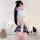 Sensual jk uniform set for small bust - sexy schoolgirl outfit with chest-revealing design, flirty pleated skirt