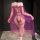Woman in purple sheer mesh lingerie set with high-end stockings, back view.