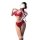 Sensual red new year lace bikini set - adjustable tie-front erotic lingerie three-piece outfit featuring intricate lace desig...