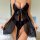Sexy black lace sleep dress with floral mesh, front-open design for women. style intimate lingerie nightgown set.